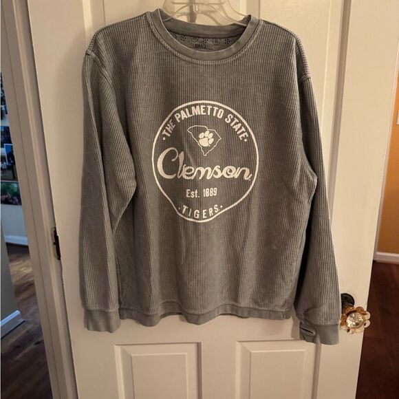 - Press box Clemson Tigers distressed grey sweatshirt, size small - Picture 1 of 9